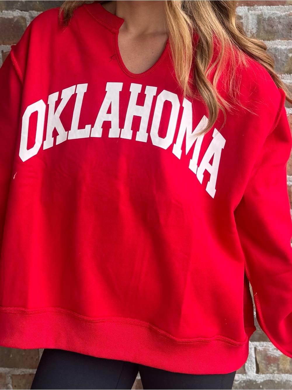 BUCKETLIST Red Oklahoma Graphic Sweatshirt - Women's Top
